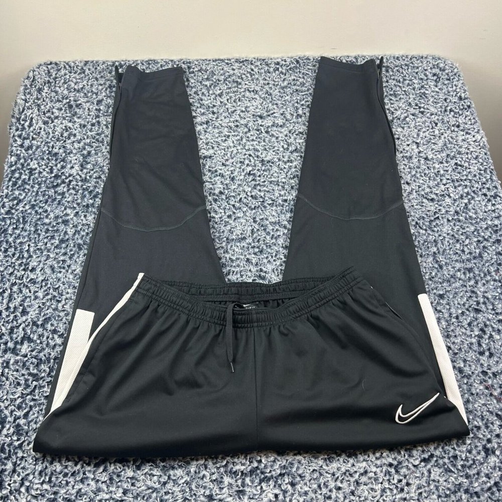 Nike Track Pants Mens Large Black Dri Fit Stretch Drawstring Warm Up Training